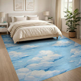Dreamy Pixel Clouds Blue Area Rug