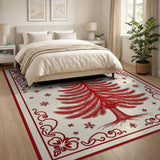 Festive Red Christmas Tree Area Rug