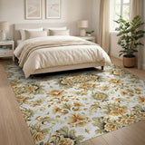 Elegant Gold Floral Baroque Area Rug