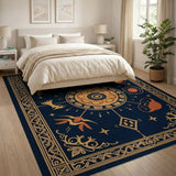 Navy Gold Cosmic Mandala Area Rug