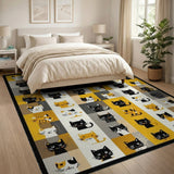 Whimsical Cartoon Cats Patchwork Area Rug