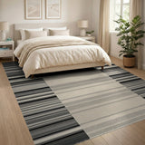 Modern Grey Vertical Striped Area Rug