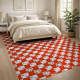 Geometric Modern Bold Red Wavy Geometric Area Rug