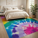 Multi-color and Patterns Vibrant Rainbow Tie-Dye Boho Area Rug