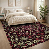 Red Traditional Persian Intricate Red Persian Floral Area Rug