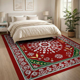 Red Snowflake Mandala Persian Rug