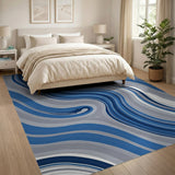 Abstract Area Blue Wave Abstract Area Rug