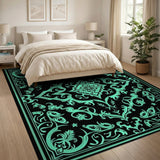 Teal Black Intricate Persian Area Rug