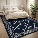 Navy Geometric Lattice Area Rug