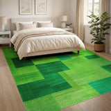 Geometric Modern Vibrant Green Patchwork Geometric Area Rug