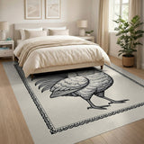 Majestic Rooster Engraving Area Rug