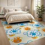 Playful Cartoon Ducks and Handprints Area Rug