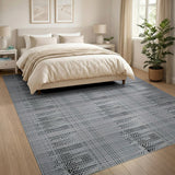 Black White Pixel Grid Area Rug