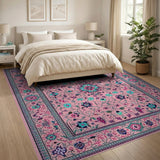 Multi-color and Patterns Blush Pink Teal Floral Persian Area Rug