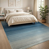 Blue Ombre Striped Area Rug