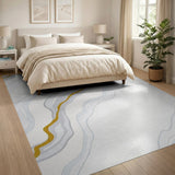 Gold Veined Grey Marble Area Rug