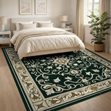 Elegant Emerald Green Persian Floral Rug