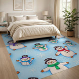 Playful Cartoon Snowmen Holiday Area Rug