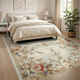 Ivory Rose Floral Vintage Area Rug