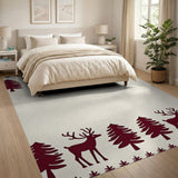Festive Reindeer Fir Tree Silhouette Area Rug
