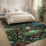 Distressed Teal Baroque Frame Area Rug