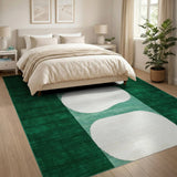 Modern Green Abstract Area Rug with Organic Shapes