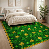 Lucky Golden Shamrock Green Clover Rug