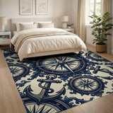 Ornate Nautical Compass Anchor Rug