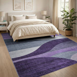 Modern Purple Wavy Geometric Area Rug