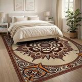 Ornate Mandala Brown Tan Area Rug