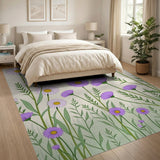 Vintage Purple Daisy Meadow Area Rug