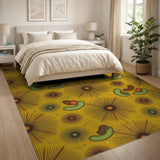 Yellow Retro Starburst Constellation Area Rug