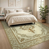 Gold Ornate Border Cream Area Rug
