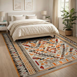 Orange Bold Orange Geometric Southwestern Area Rug