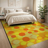 Vibrant Yellow Orange Polka Dot Area Rug