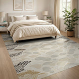 Beige Abstract Organic Shapes Area Rug