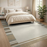 Beige Neutral Woven Frame Area Rug