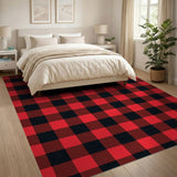Red Rustic Red Black Buffalo Plaid Area Rug