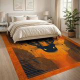 Fierce Jaguar Head Geometric Area Rug
