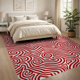 Red Swirl Abstract Area Rug