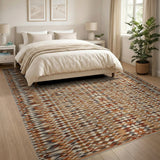 Brown and Tan Tan Rust Geometric Southwestern Area Rug
