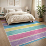 Vibrant Rainbow Striped Area Rug