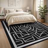 Black White Geometric Abstract No. 2 Area Rug