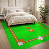 Playful Baseball Field Kids Area Rug