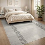 Beige Grey Vertical Striped Area Rug