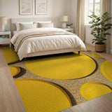 Vibrant Yellow Circles Textured Area Rug