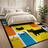Vibrant Geometric Cats Area Rug