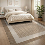 Tan Plaid Framed Area Rug