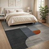 Modern Geometric Grey Orange Area Rug