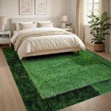 Green Geometric Grass Patchwork Area Rug